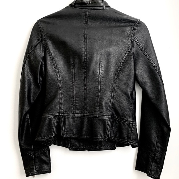 Vegan Leather Motorcycle Jacket - Black - Picture 2 of 3